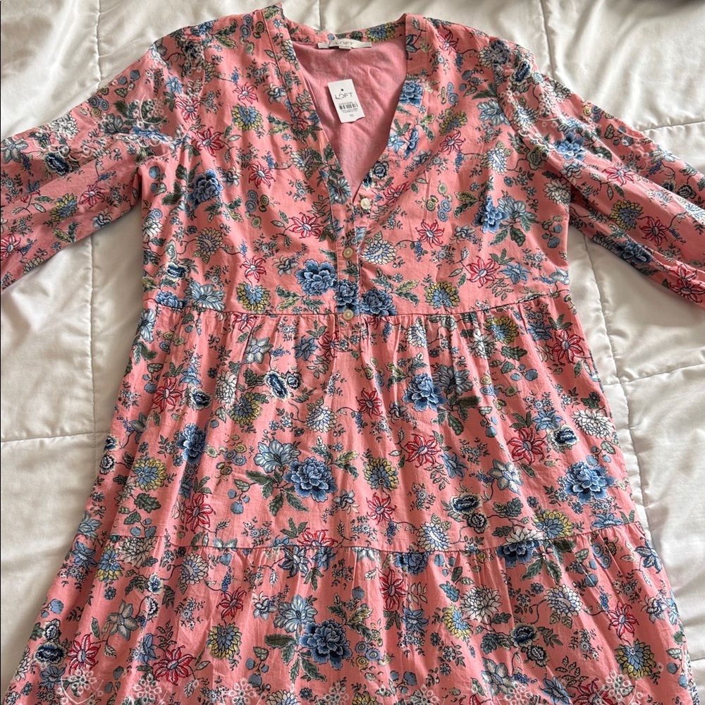 LOFT Pink and Blue Floral Kids Dress